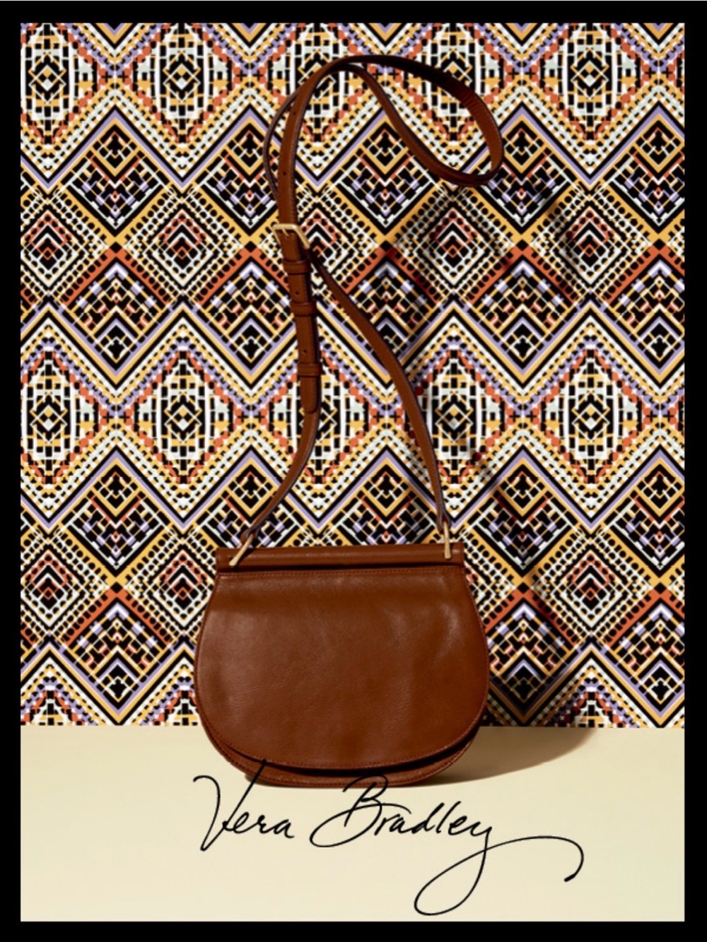 Vera Bradley Brown Leather Saddle Crossbody Bag